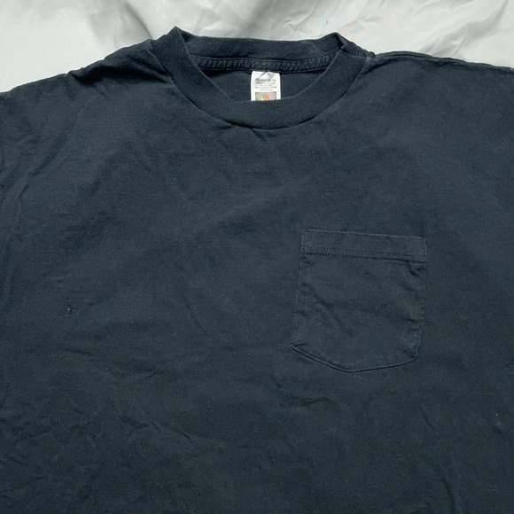 Vintage Y2k Fruit Of The Loom Black Pocket T Shirt Mens XXL Blank Basic Box Tee - Picture 2 of 13